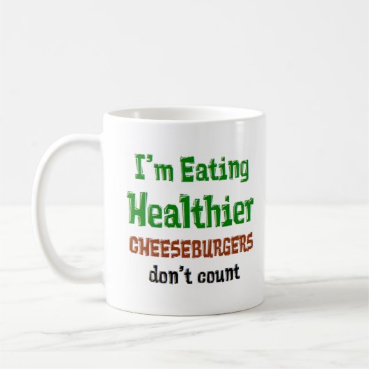 gesunde Cheeseburger essen Kaffeetasse (Links)