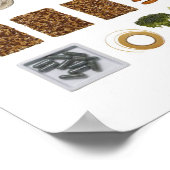 Gesunde Ernährung auf weißem Hintergrund. Poster (Ecke)