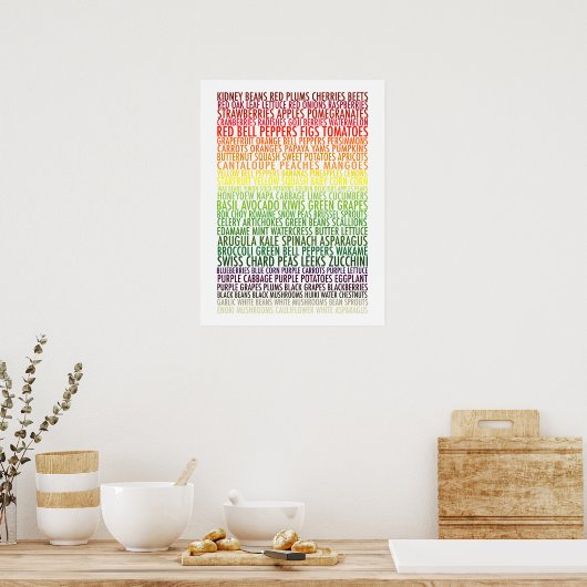 Gesunde Ernährung Regenbogen Obst und Gemüse Text Poster (Küche)