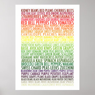 Gesunde Ernährung Regenbogen Obst und Gemüse Text Poster