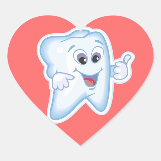 Gesunde Happy Tooth Herz-Aufkleber (Vorderseite)