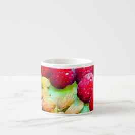 Gesunde Himbeeren und Mandeln Wasserfarbe Espressotasse