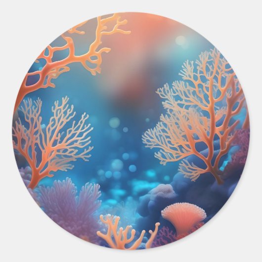 Gesunde Korallen in sauberem Meer. Runder Aufkleber (Vorderseite)