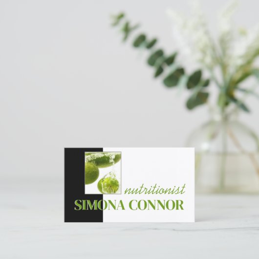 Gesunde Lebensernährung Frischfrisch Limon in Wass Visitenkarte (Stehend Vorderseite)