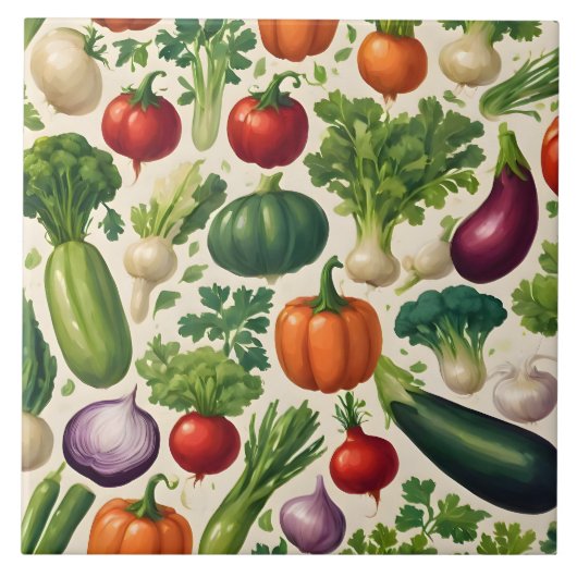 Gesunde Lebensmittel glückliche Gemüse Trendy Coll Fliese (Vorderseite)