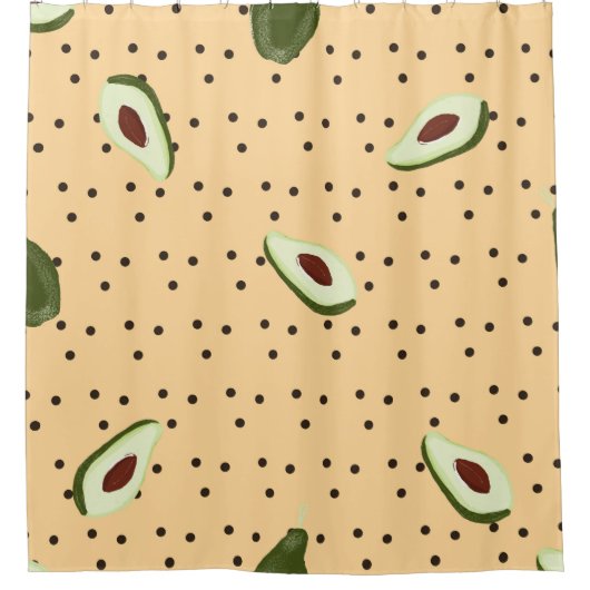Gesunde Lebensmittel. Nahtloses Avocadomuster, Avo Duschvorhang (Vorderseite)