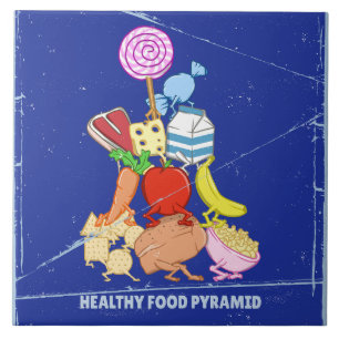 Gesunde Lebensmittelpyramide lustige Cartoon-Illus Fliese