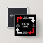 Gesunde Lebensweise - Fitness Motivierend Button (Vorne & Hinten)