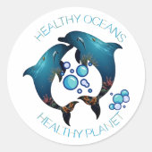 Gesunde Ozeane Delphine Runder Aufkleber (Vorderseite)