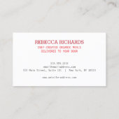 Gesunde Salate Gemüse Catering Rotes Logo Visitenkarte (Rückseite)