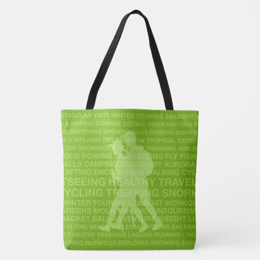Gesunde Trekking Lime Green Words Beach Bag Tasche (Vorderseite)