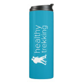 Gesunde Trekking Logo Aquamarin Blue Travel Thermosbecher (Nach links gedreht)