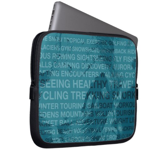 Gesunde Trekkingsurfer Typografie Aquamarin Nass A Laptopschutzhülle (Vorne Rechts)