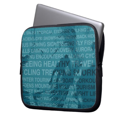 Gesunde Trekkingsurfer Typografie Aquamarin Nass A Laptopschutzhülle (Vorderseite Links)