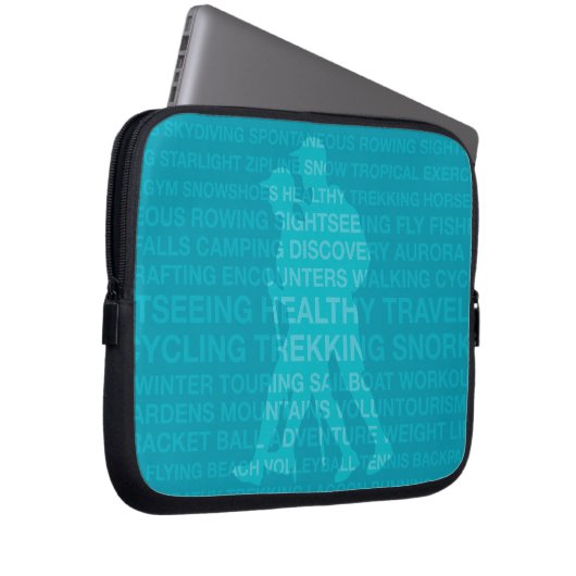 Gesunde Trekkingtypografie Türkisblau Nass Anzug Laptopschutzhülle (Vorne Rechts)