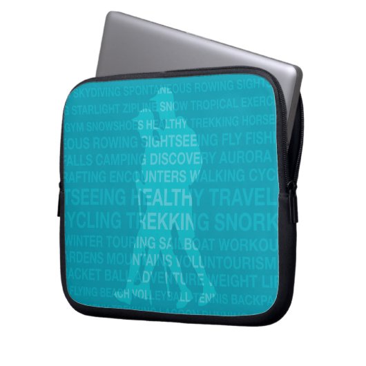 Gesunde Trekkingtypografie Türkisblau Nass Anzug Laptopschutzhülle (Vorderseite Links)