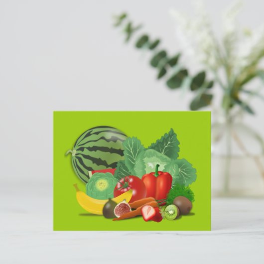 gesunde_Vector_Clipart FRUITS GEMÜSE Gärtnerei Postkarte (Stehend Vorderseite)