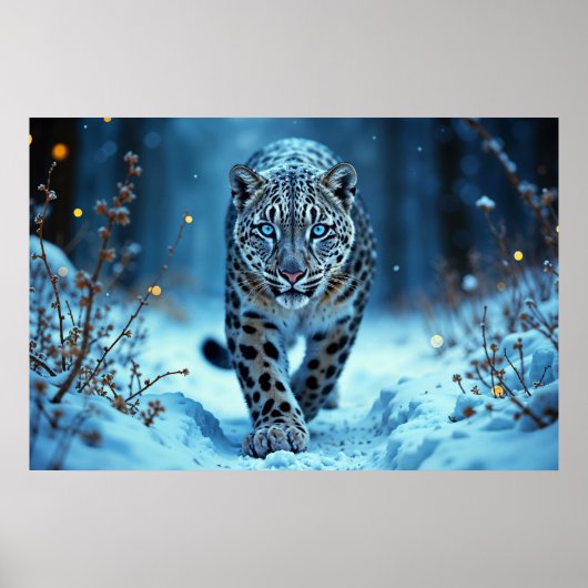 Gesunde Winterfeline glühende Augen gefrorene Welt Poster (Vorne)