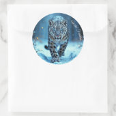 Gesunde Winterfeline glühende Augen gefrorene Welt Runder Aufkleber (Tasche)