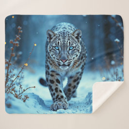 Gesunde Winterfeline glühende Augen gefrorene Welt Sherpadecke