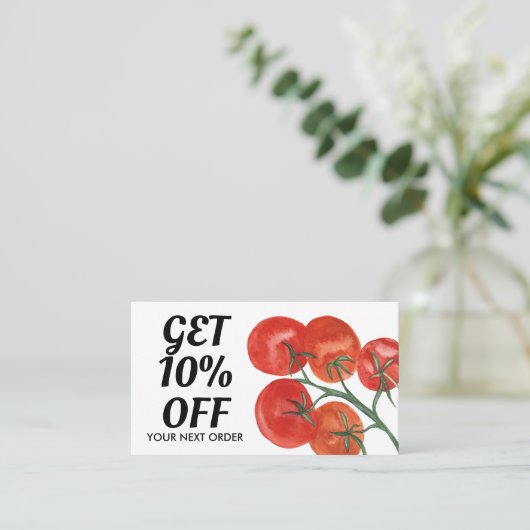 Gesunder Koch Ernährung Tomaten Wasserfarbe Rabattkarte (Stehend Vorderseite)