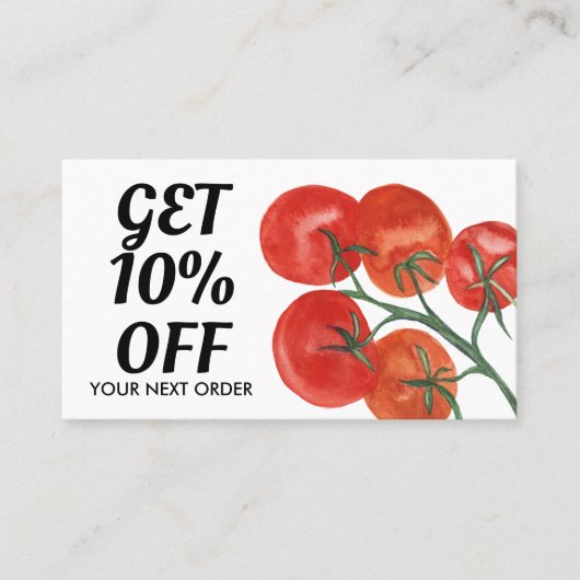 Gesunder Koch Ernährung Tomaten Wasserfarbe Rabattkarte (Vorderseite)