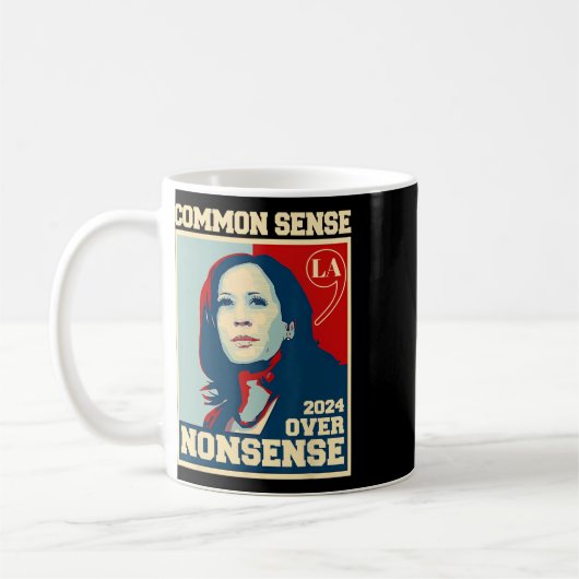 Gesunder Sinn über Unsinn Kamala Harris 2024 Elec Kaffeetasse (Links)