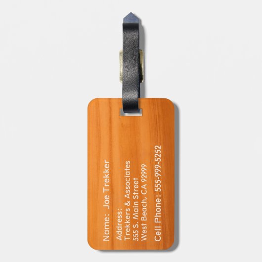 Gesunder Trekking Imitat-bernsteinfarbiger Gepäckanhänger (Rückseite vertikal)