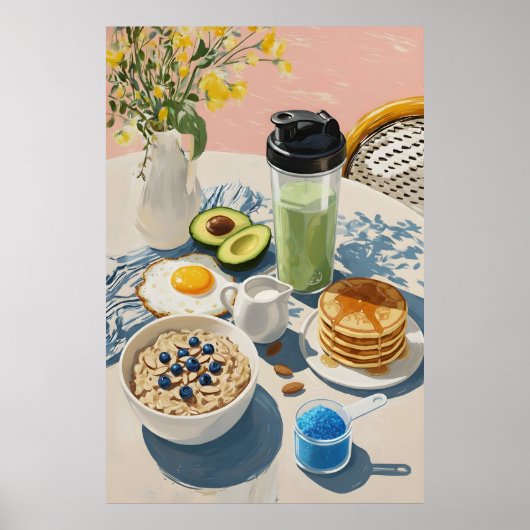 Gesundes Frühstück Fitnessstudio Essen Küche Pfann Poster (Vorne)