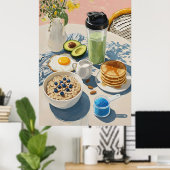 Gesundes Frühstück Fitnessstudio Essen Küche Pfann Poster (Heimbüro)
