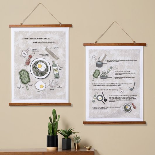 Gesundes Frühstück Pasta Rezept Wandteppich Mit Holzrahmen (Asymmetrisch)
