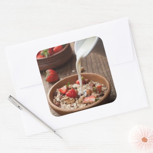 Gesundes Frühstück Quadratischer Aufkleber (Umschlag)