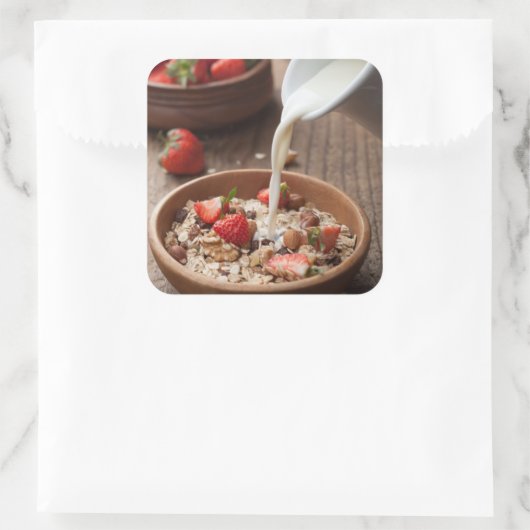 Gesundes Frühstück Quadratischer Aufkleber (Tasche)
