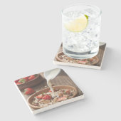 Gesundes Frühstück Steinuntersetzer (Seitenansicht)