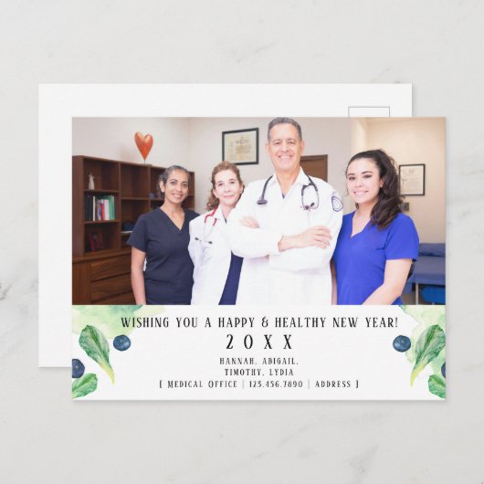 Gesundes neues Jahr Postkarte (Vorne/Hinten)