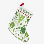 Gesundes niedliches Gemüse Spaßbelaubtes grünes Kleiner Weihnachtsstrumpf (Vorderansicht (hängend))