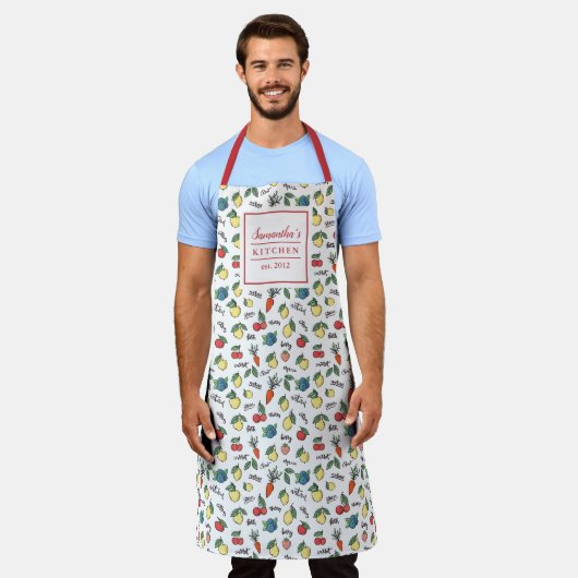 Gesundes Obst und Gemüse Muster modern gestylt Schürze (Getragen)