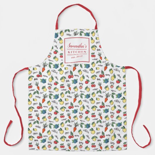 Gesundes Obst und Gemüse Muster modern gestylt Schürze (Vorderseite)