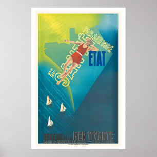 Gesundheit durch Luft Jod Zustand Vintage Reisepla Poster