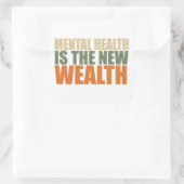 Gesundheit ist der neue Wohlstand Quadratischer Aufkleber (Tasche)