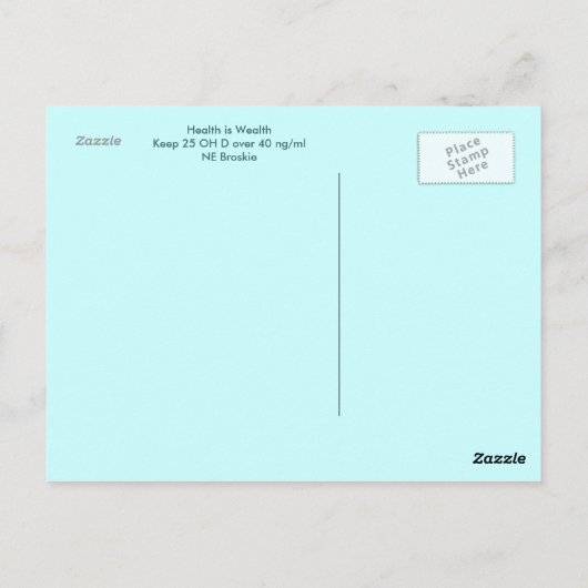 Gesundheit ist Reichtümer Postkarte (Rückseite)