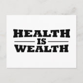 Gesundheit ist Wohlstand Feiertagspostkarte (Vorderseite)