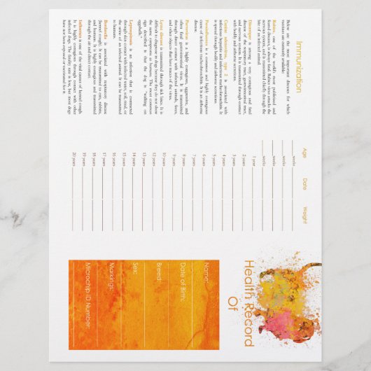 Gesundheit Platten Aquarellhund - Orange (Vorderseite)