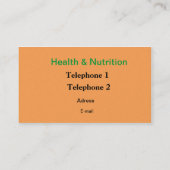 Gesundheit und Ernährung Visitenkarte (Rückseite)