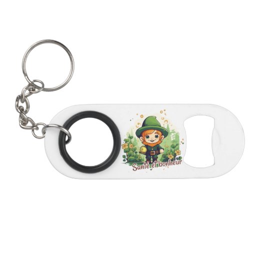Gesundheit und Glück Mini Flaschenöffner (Vorderseite (Horizontal))