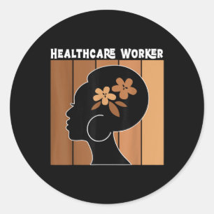 Gesundheitsarbeiter Afro Afro American Black Hist Runder Aufkleber