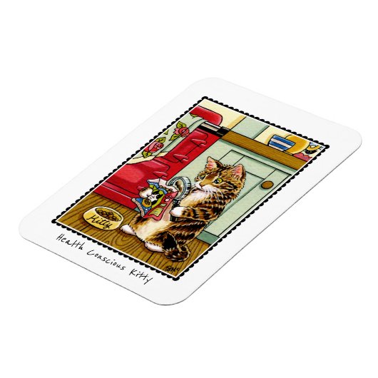 Gesundheitsbewusste Kitty Cat Funny Custom Magnet (Linke Seite)