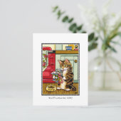 Gesundheitsbewusste Kitty Cat Funny Custom Postkarte (Stehend Vorderseite)