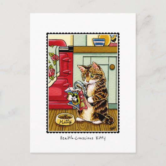 Gesundheitsbewusste Kitty Cat Funny Custom Postkarte (Vorderseite)