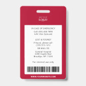 Gesundheitsdienstleister Notfallversorgung Foto-ID Ausweis (Rückseite)